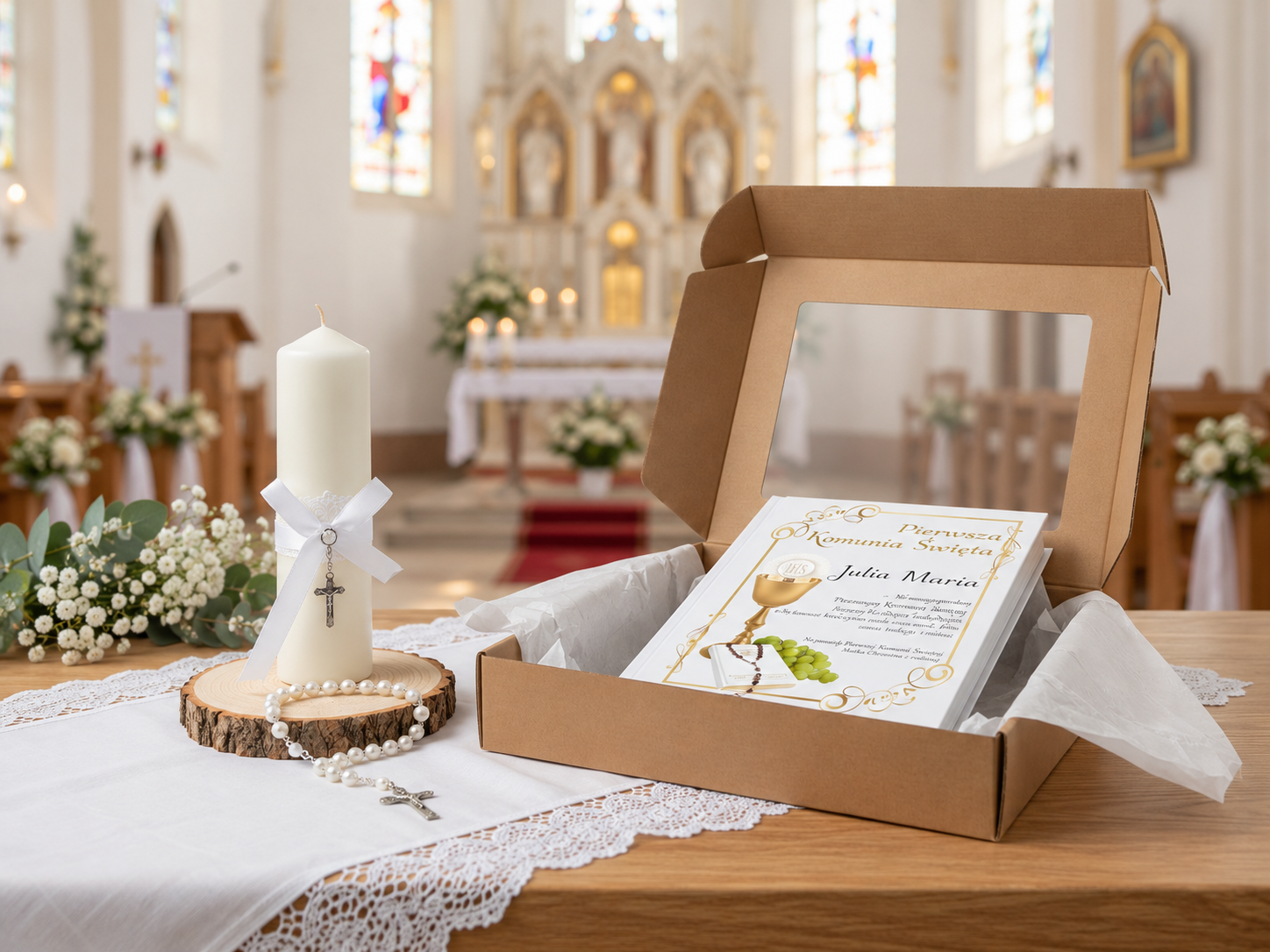 Biblia na Pierwszą Komunię Świętą z grawerem – personalizowany prezent religijny – e-swiece.pl